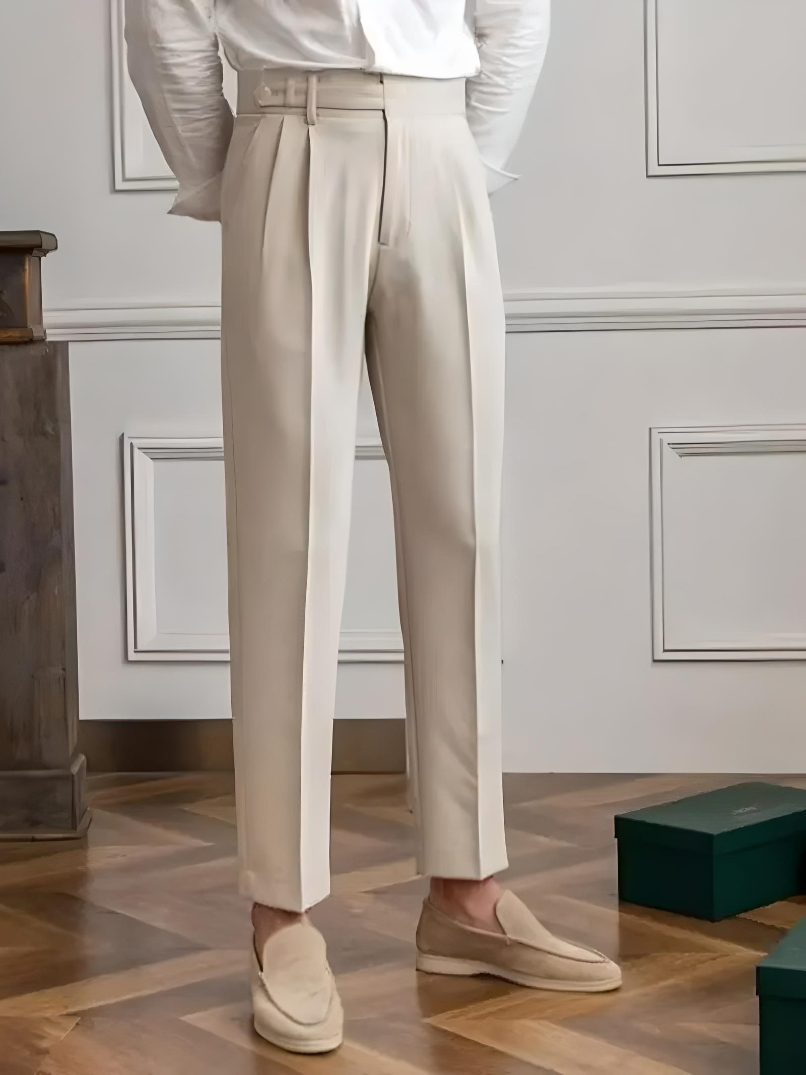 Pantalon Habillé Brooks Brothers Homme – Taille 37x32, Laine Beige, Plissé – Occasion